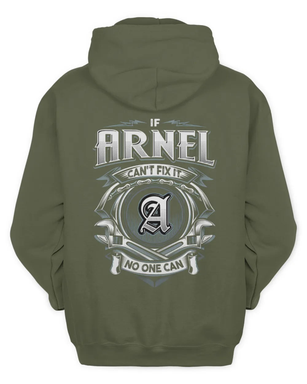 ARNEL AP81-K4-626 - Personalized Ahmed Quote Apparel “If Ahmed Can't Fix It, No One Can” - Unisex Hoodie - Military Green