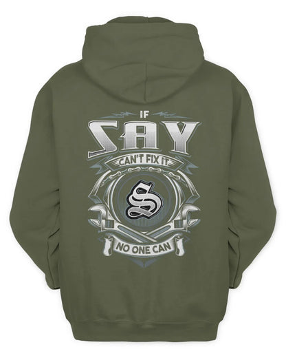 SAY AP81-K4-626 - Personalized Ahmed Quote Apparel “If Ahmed Can't Fix It, No One Can” - Unisex Hoodie - Military Green