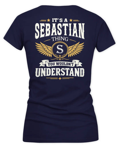 SEBASTIAN KT06-M008 It’s a [NAME] Thing – You Wouldn’t Understand | Personalized Vintage T-Shirt - Women's V-Neck T-Shirt - Navy