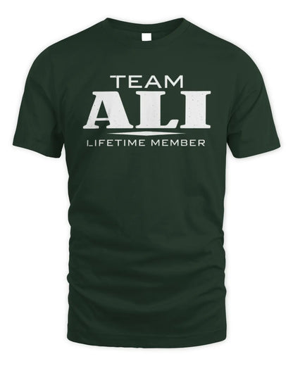 ALI BL62-K4-128 - Personalized “Team NAME Lifetime Member” - Unisex Standard T-Shirt - Forest Green