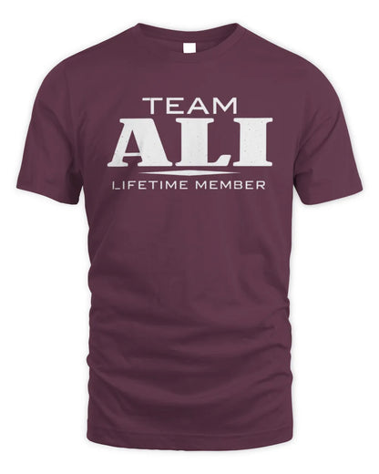 ALI BL62-K4-128 - Personalized “Team NAME Lifetime Member” - Unisex Standard T-Shirt - Maroon