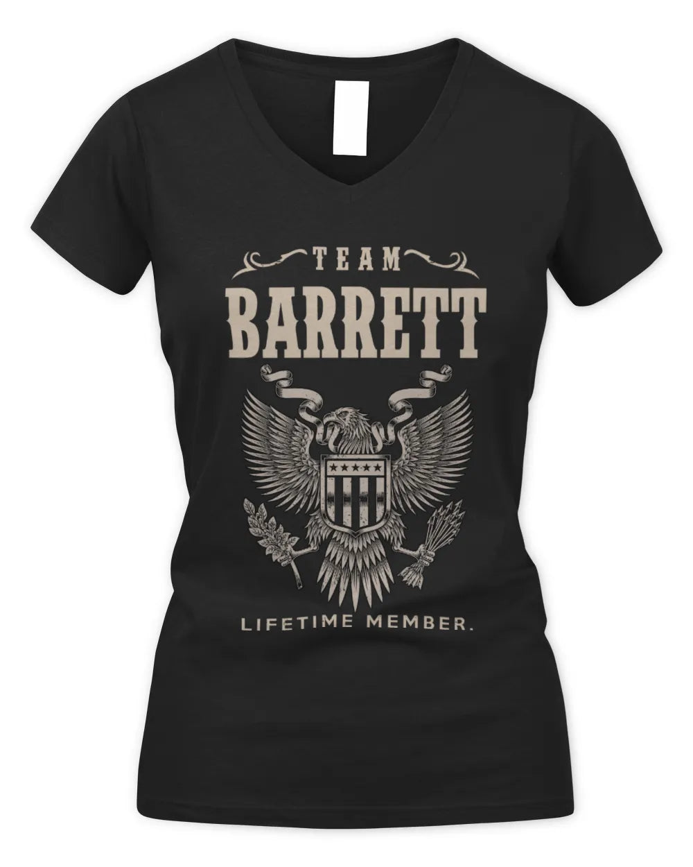 BARRETT TP06-K82 – Personalized Classic Style Apparel “Team NAME Lifetime Member” - Women's V-Neck T-Shirt - Black