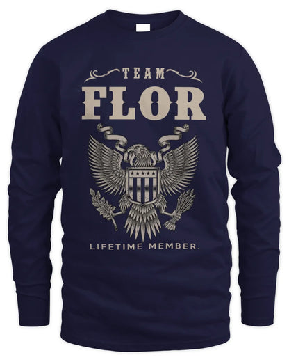 FLOR TP06-K82 – Personalized Classic Style Apparel “Team NAME Lifetime Member” - Men's Long Sleeved T-Shirt - Navy