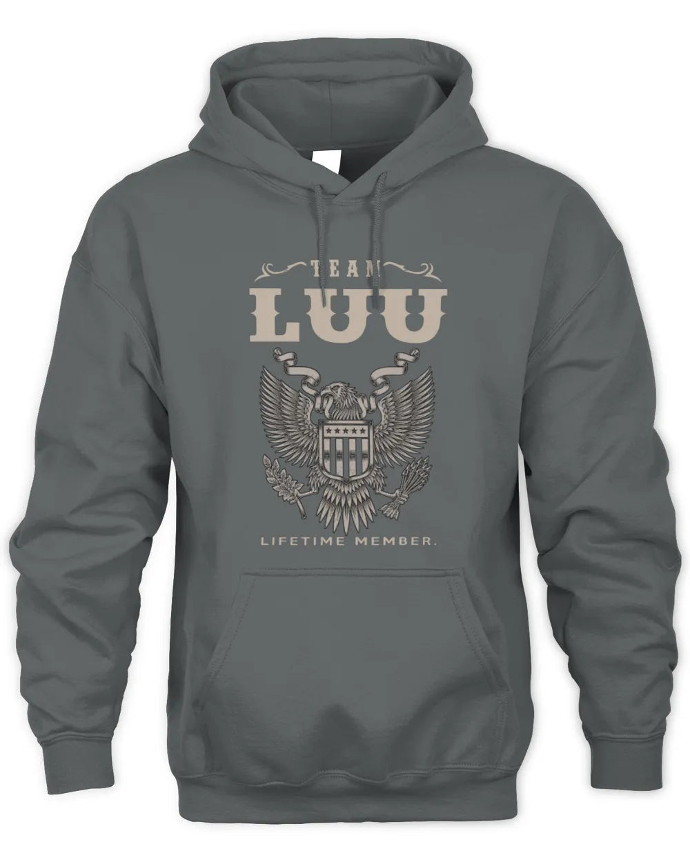 LUU TP06-K82 – Personalized Classic Style Apparel “Team NAME Lifetime Member” - Unisex Hoodie - Charcoal