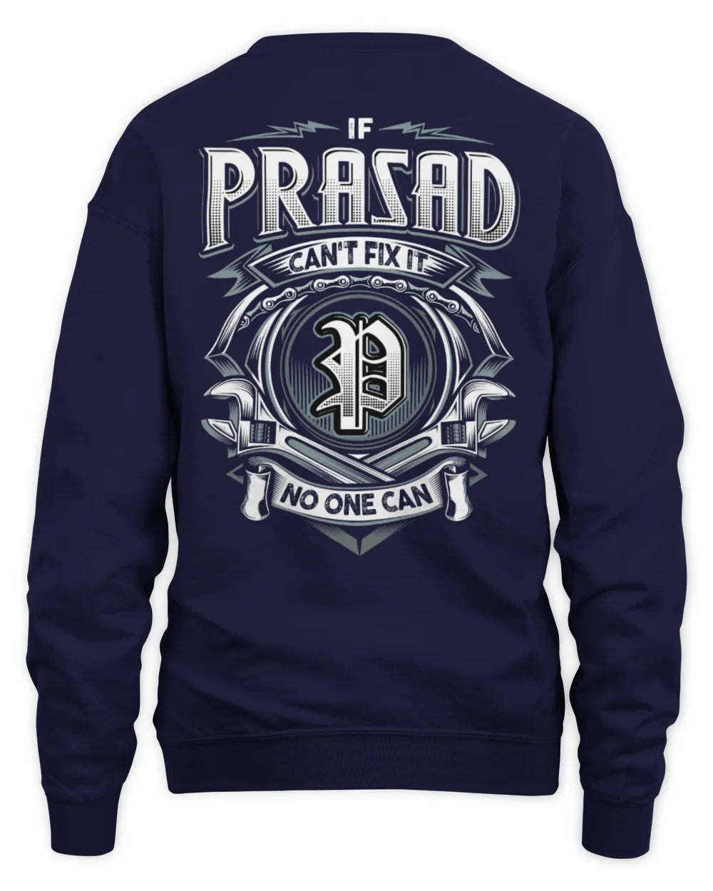 PRASAD AP81-K4-626 - Personalized Ahmed Quote Apparel “If Ahmed Can't Fix It, No One Can” - Unisex Sweatshirt - Navy