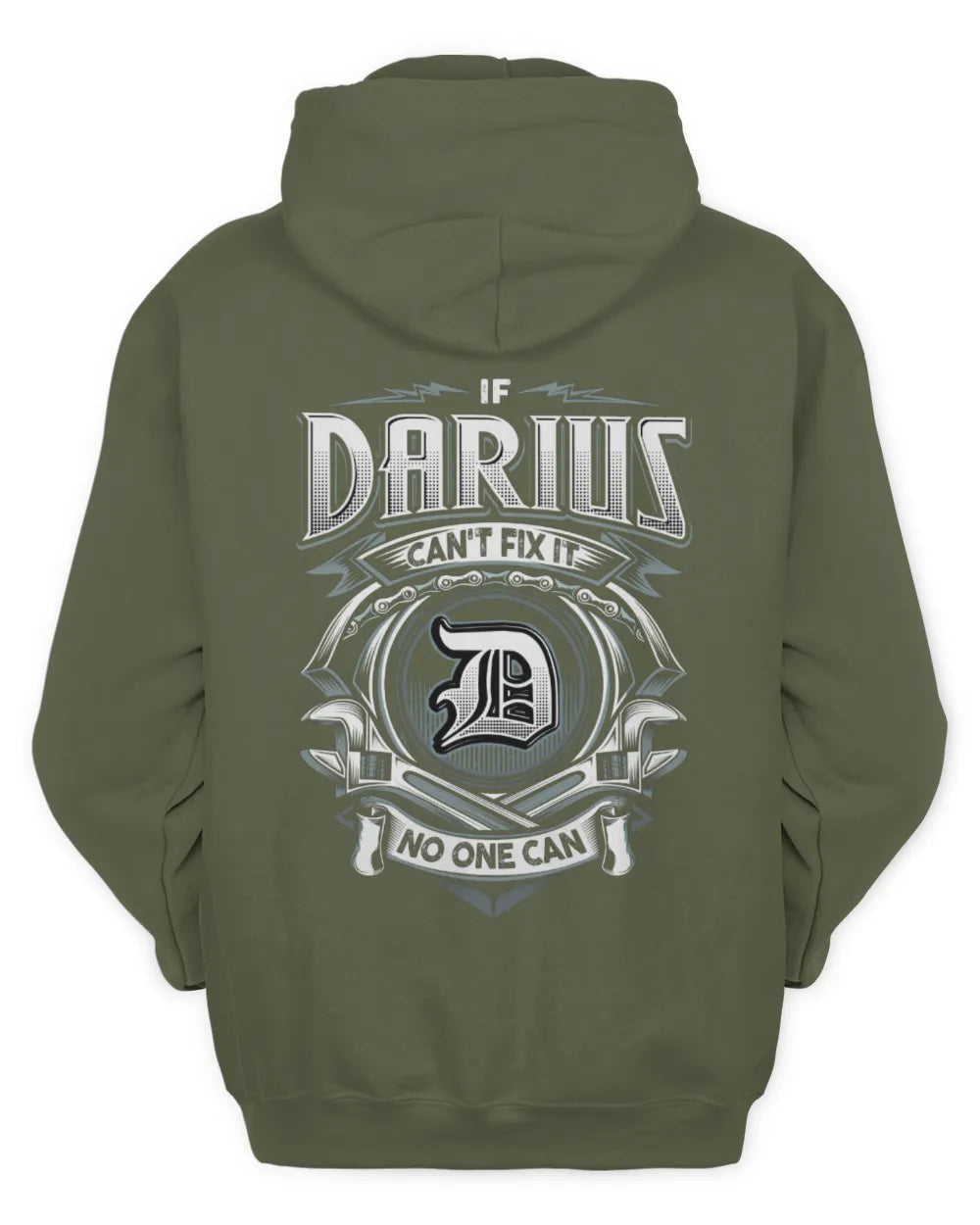 DARIUS AP81-K4-626 - Personalized Ahmed Quote Apparel “If Ahmed Can't Fix It, No One Can” - Unisex Hoodie - Military Green