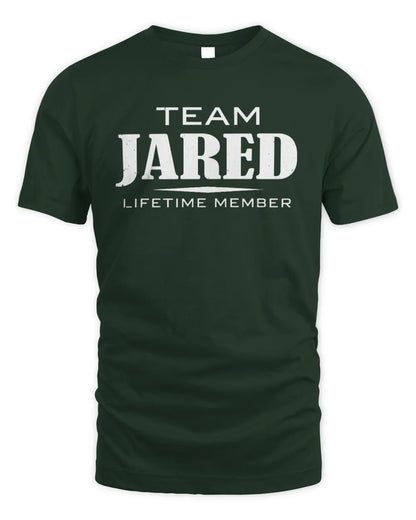 JARED BL62-K4-128 - Personalized “Team NAME Lifetime Member” - Unisex Standard T-Shirt - Forest Green