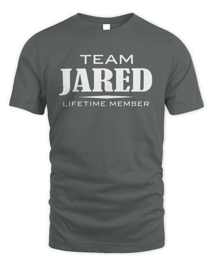 JARED BL62-K4-128 - Personalized “Team NAME Lifetime Member” - Unisex Standard T-Shirt - Charcoal