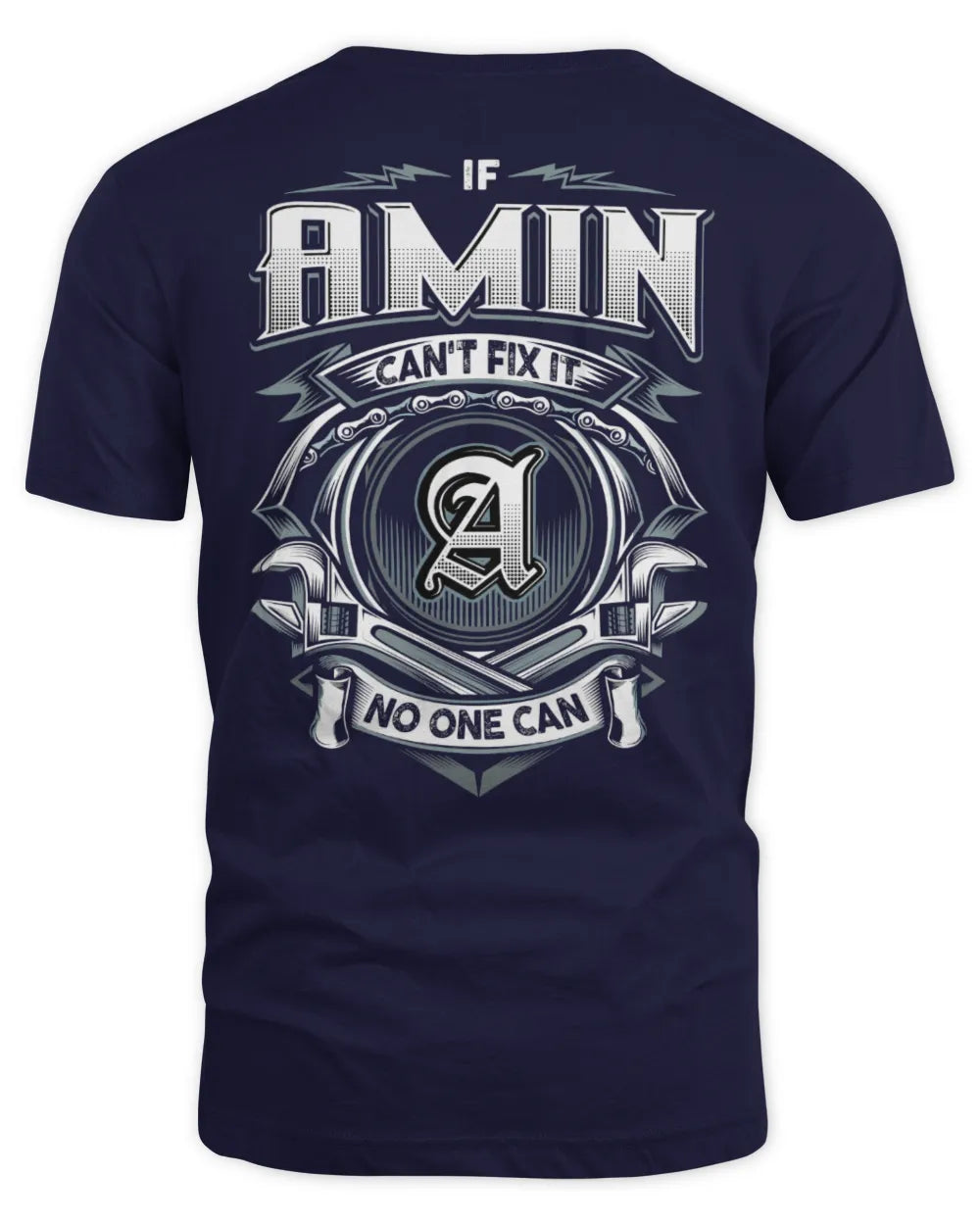 AMIN AP81-K4-626 - Personalized Ahmed Quote Apparel “If Ahmed Can't Fix It, No One Can” - Unisex Standard T-Shirt - Navy