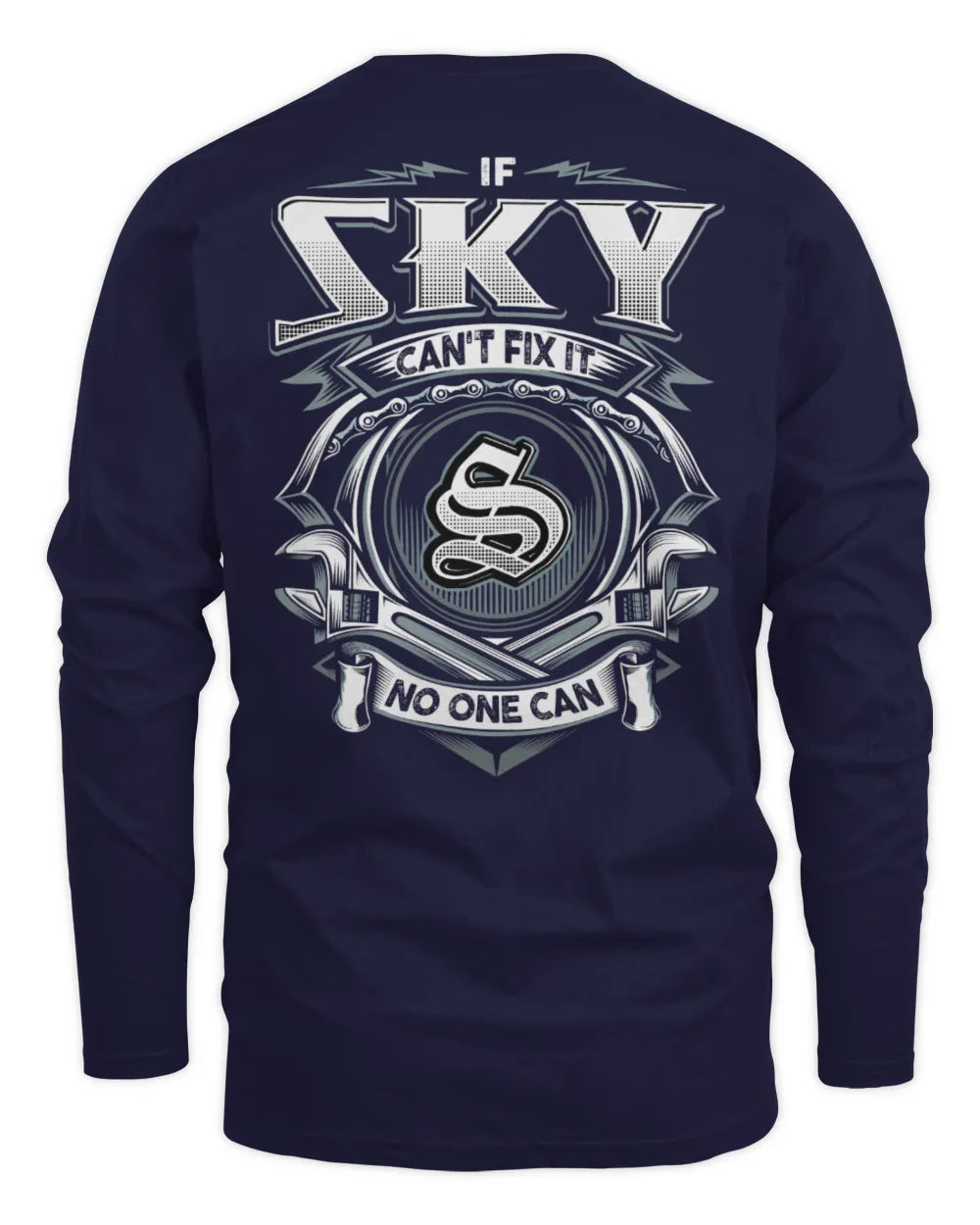 SKY AP81-K4-626 - Personalized Ahmed Quote Apparel “If Ahmed Can't Fix It, No One Can” - Men's Long Sleeved T-Shirt - Navy