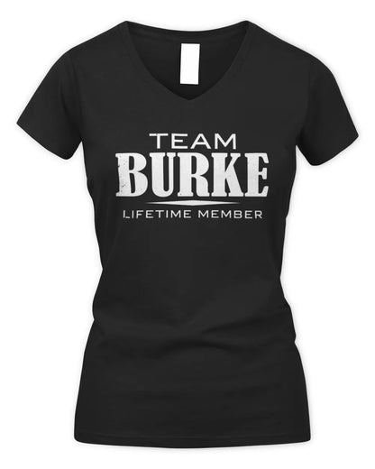 BURKE BL62-K4-128 - Personalized “Team NAME Lifetime Member” - Women's V-Neck T-Shirt - Black