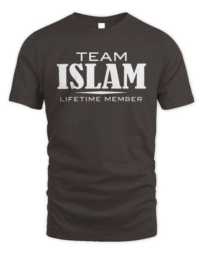 ISLAM BL62-K4-128 - Personalized “Team NAME Lifetime Member” - Unisex Standard T-Shirt - Dark Chocolate