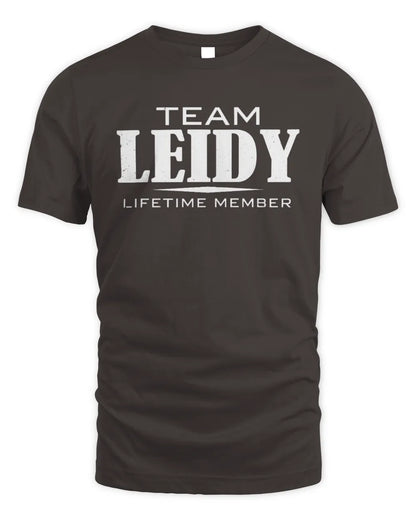 LEIDY BL62-K4-128 - Personalized “Team NAME Lifetime Member” - Unisex Standard T-Shirt - Dark Chocolate