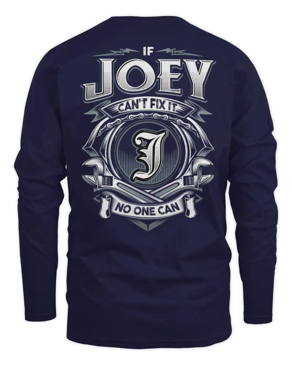 JOEY AP81-K4-626 - Personalized Ahmed Quote Apparel “If Ahmed Can't Fix It, No One Can” - Men's Long Sleeved T-Shirt - Navy