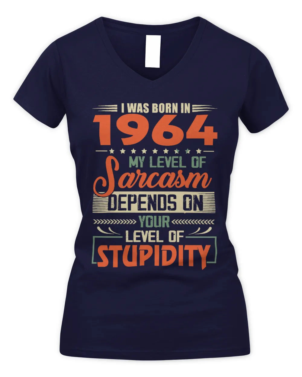 1964 HH89-K2 – Vintage Born to Be Sarcastic T-Shirt - Women's V-Neck T-Shirt - Navy