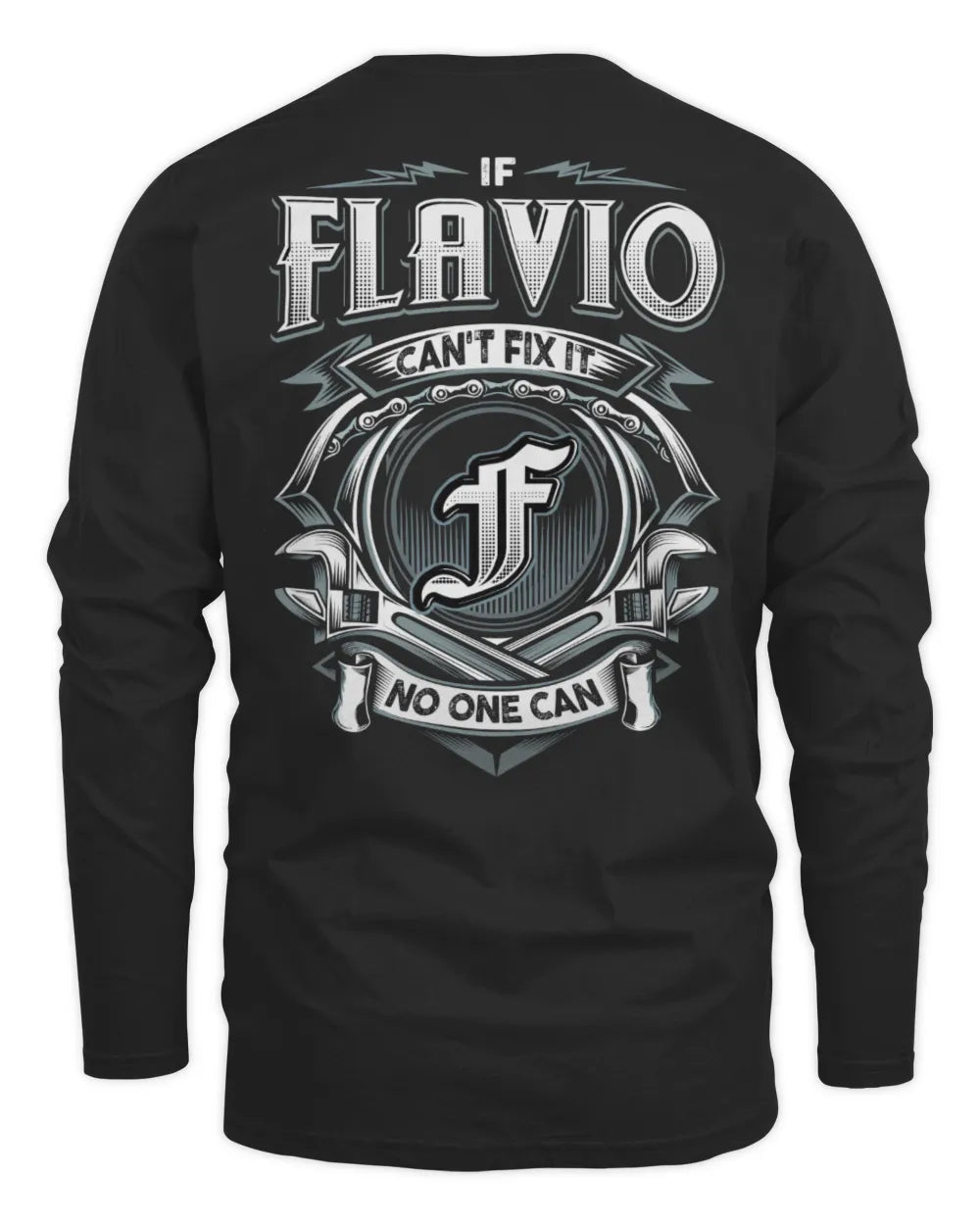 FLAVIO AP81-K4-626 - Personalized Ahmed Quote Apparel “If Ahmed Can't Fix It, No One Can” - Men's Long Sleeved T-Shirt - Black