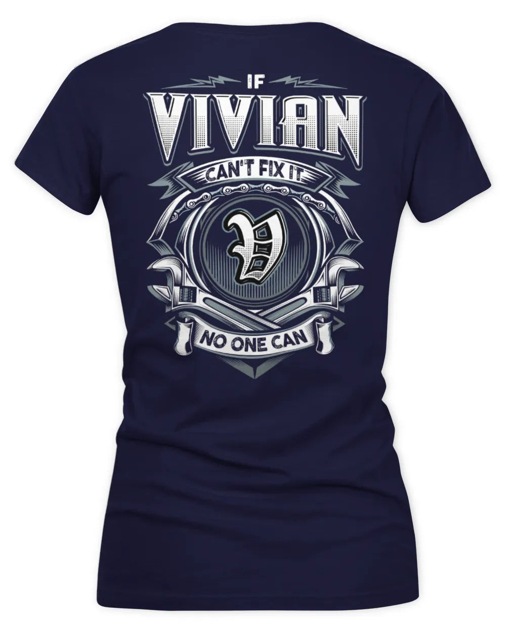 VIVIAN AP81-K4-626 - Personalized Ahmed Quote Apparel “If Ahmed Can't Fix It, No One Can” - Women's V-Neck T-Shirt - Navy