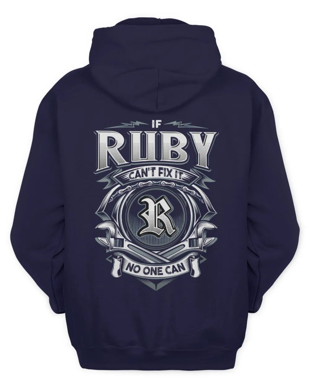 RUBY AP81-K4-626 - Personalized Ahmed Quote Apparel “If Ahmed Can't Fix It, No One Can” - Unisex Hoodie - Navy
