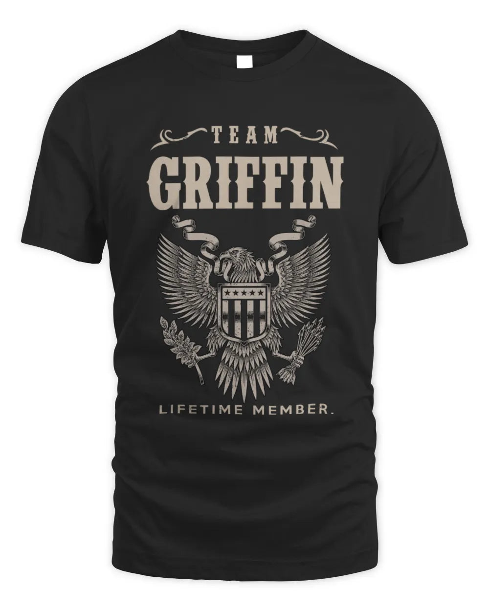 GRIFFIN TP06-K82 – Personalized Classic Style Apparel “Team NAME Lifetime Member” - Unisex Standard T-Shirt - Black