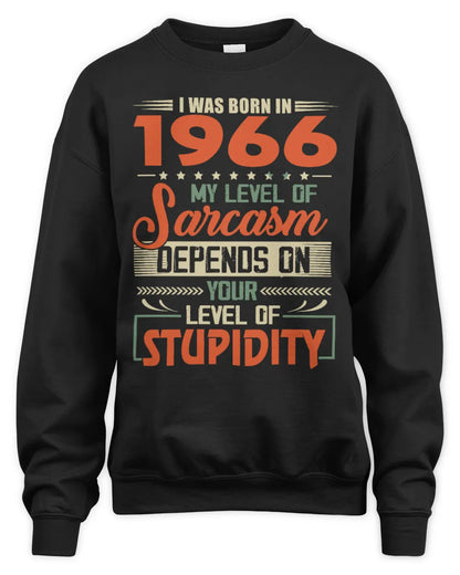 1966 HH89-K2 – Vintage Born to Be Sarcastic T-Shirt - Unisex Sweatshirt - Black