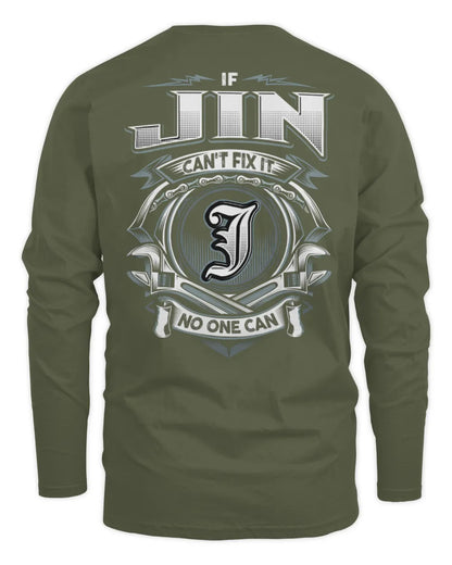 JIN AP81-K4-626 - Personalized Ahmed Quote Apparel “If Ahmed Can't Fix It, No One Can” - Men's Long Sleeved T-Shirt - Military Green