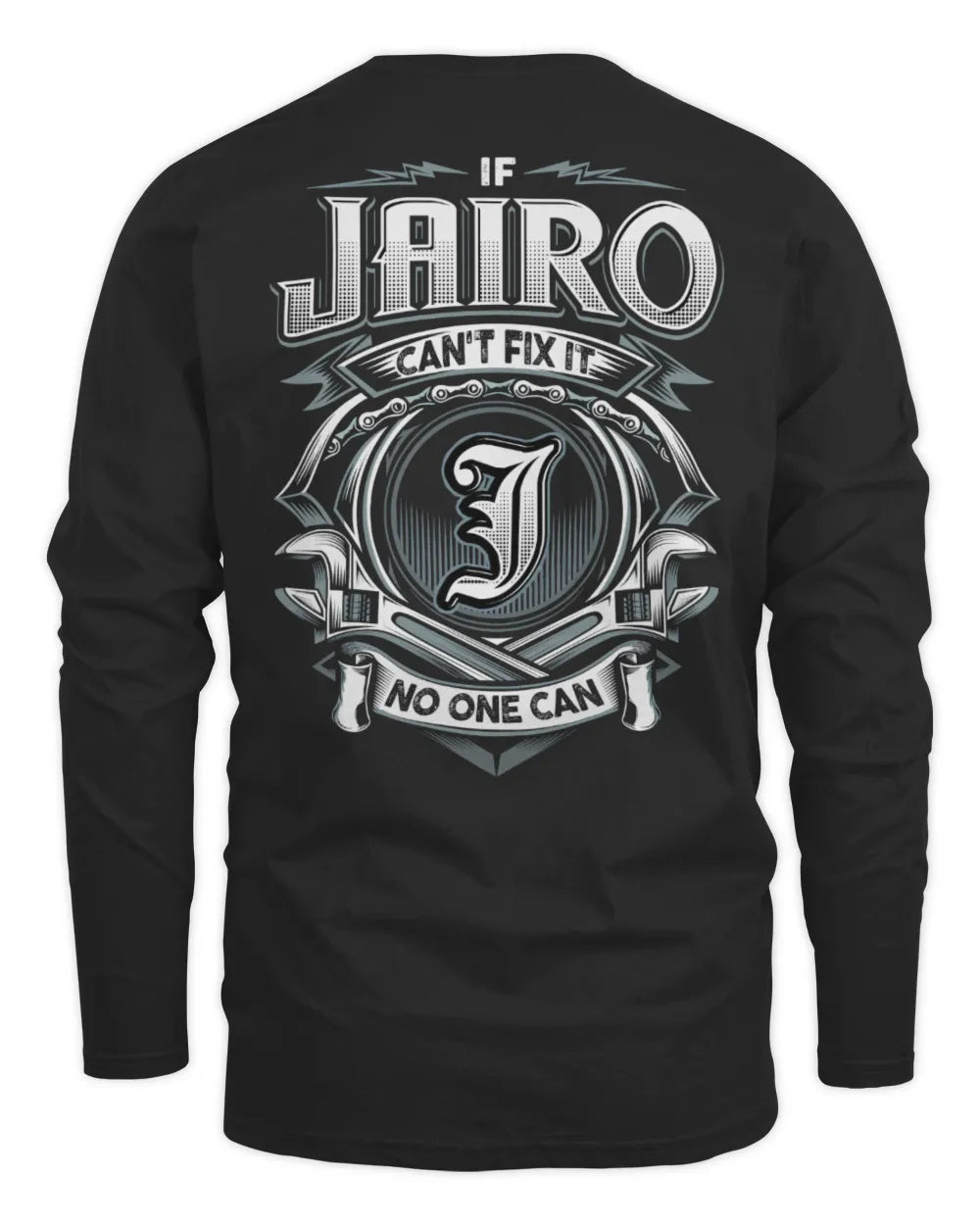 JAIRO AP81-K4-626 - Personalized Ahmed Quote Apparel “If Ahmed Can't Fix It, No One Can” - Men's Long Sleeved T-Shirt - Black