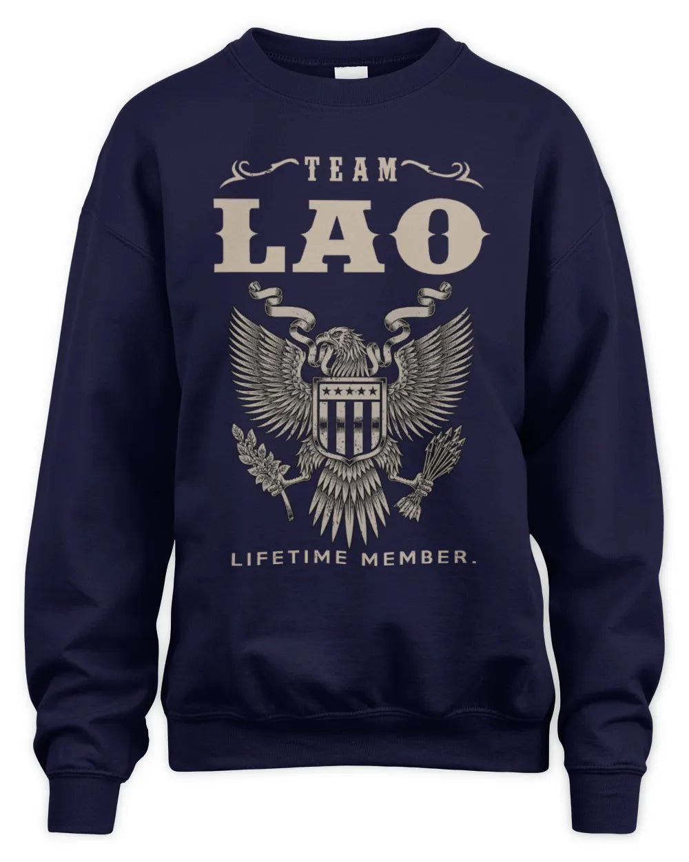 LAO TP06-K82 – Personalized Classic Style Apparel “Team NAME Lifetime Member” - Unisex Sweatshirt - Navy