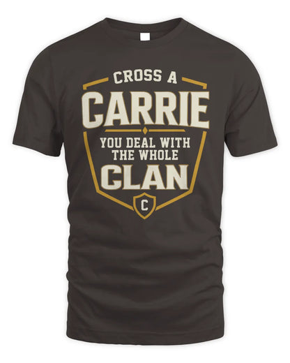CARRIE NT1-K008 Cross A/An NAME, You Deal With the Whole Clan | Personalized Vintage T-Shirt - Unisex Standard T-Shirt - Dark Chocolate