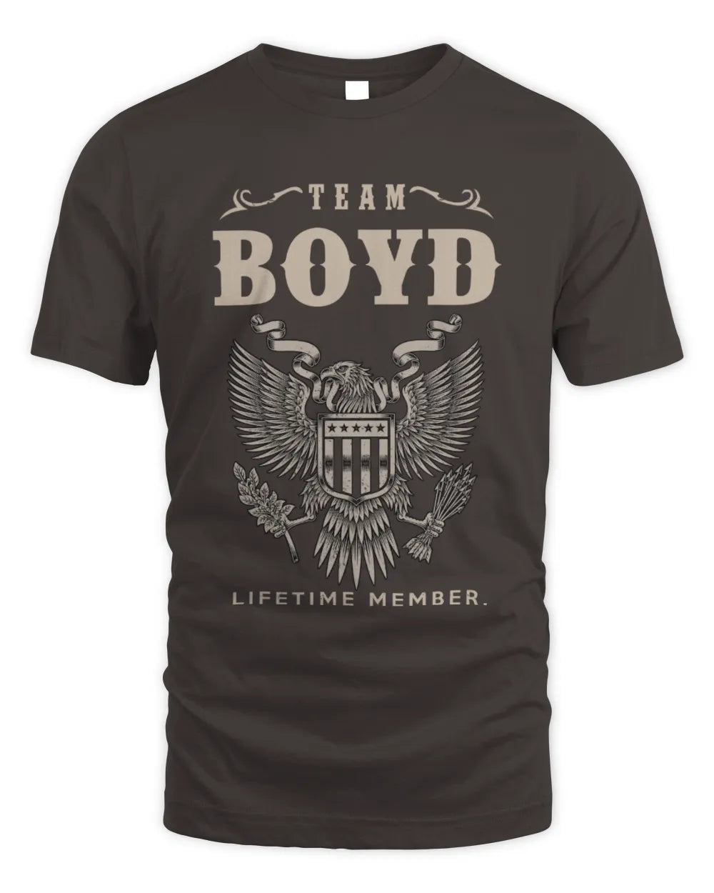 BOYD TP06-K82 – Personalized Classic Style Apparel “Team NAME Lifetime Member” - Unisex Standard T-Shirt - Dark Chocolate