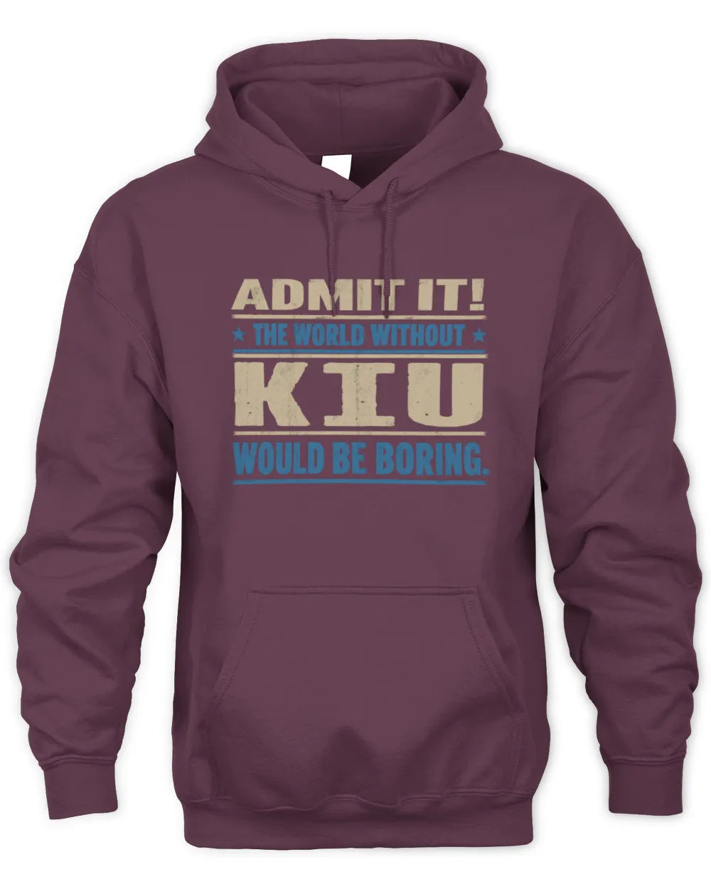 KIU TP68-K2-968 – Personalized Funny Quote Apparel “The World Without NAME Would Be Boring” - Unisex Hoodie - Maroon