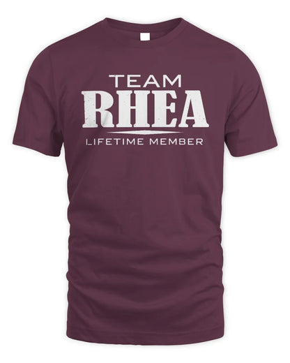 RHEA BL62-K4-128 - Personalized “Team NAME Lifetime Member” - Unisex Standard T-Shirt - Maroon