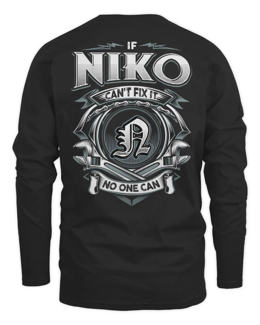 NIKO AP81-K4-626 - Personalized Ahmed Quote Apparel “If Ahmed Can't Fix It, No One Can” - Men's Long Sleeved T-Shirt - Black