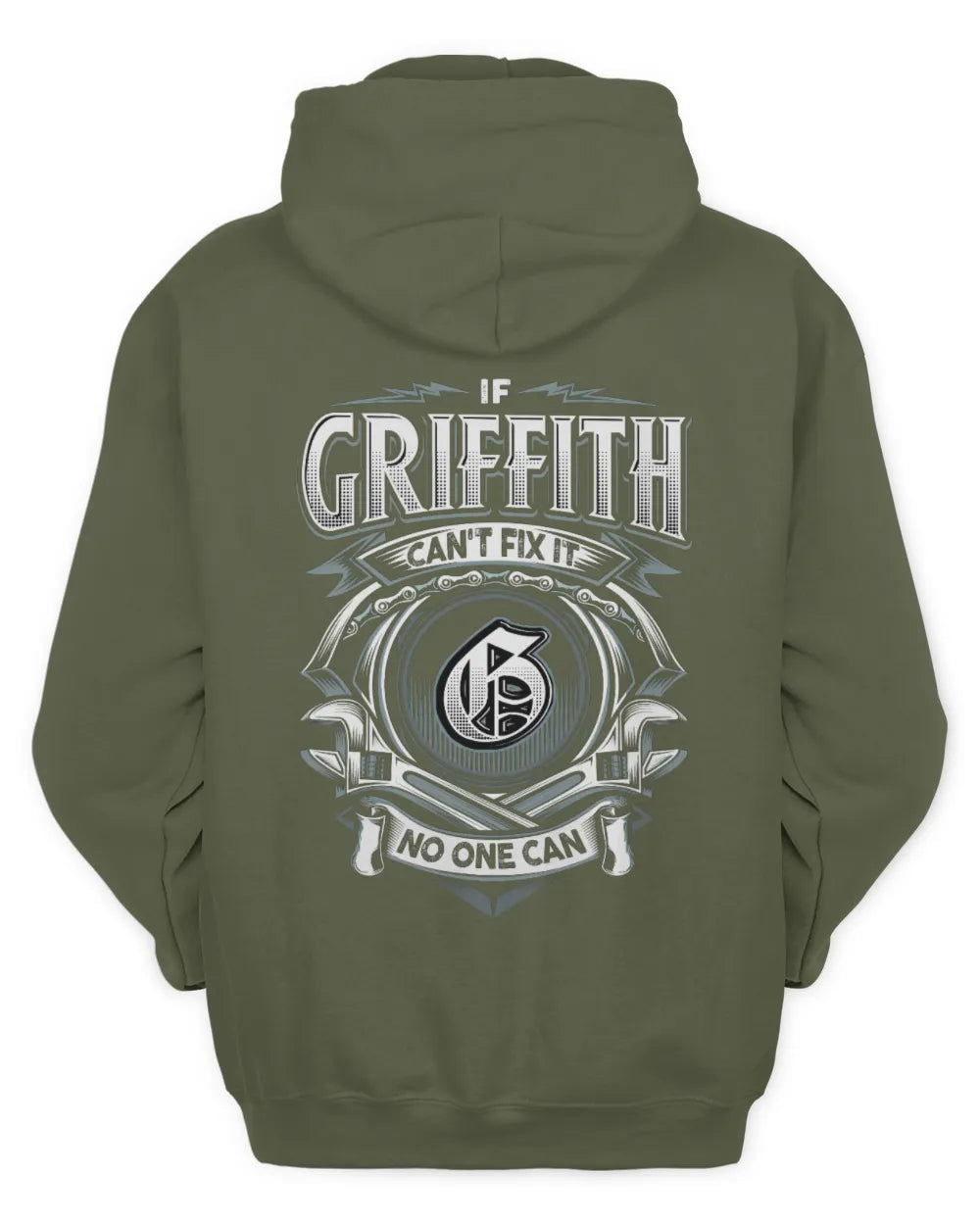 GRIFFITH AP81-K4-626 - Personalized Ahmed Quote Apparel “If Ahmed Can't Fix It, No One Can” - Unisex Hoodie - Military Green