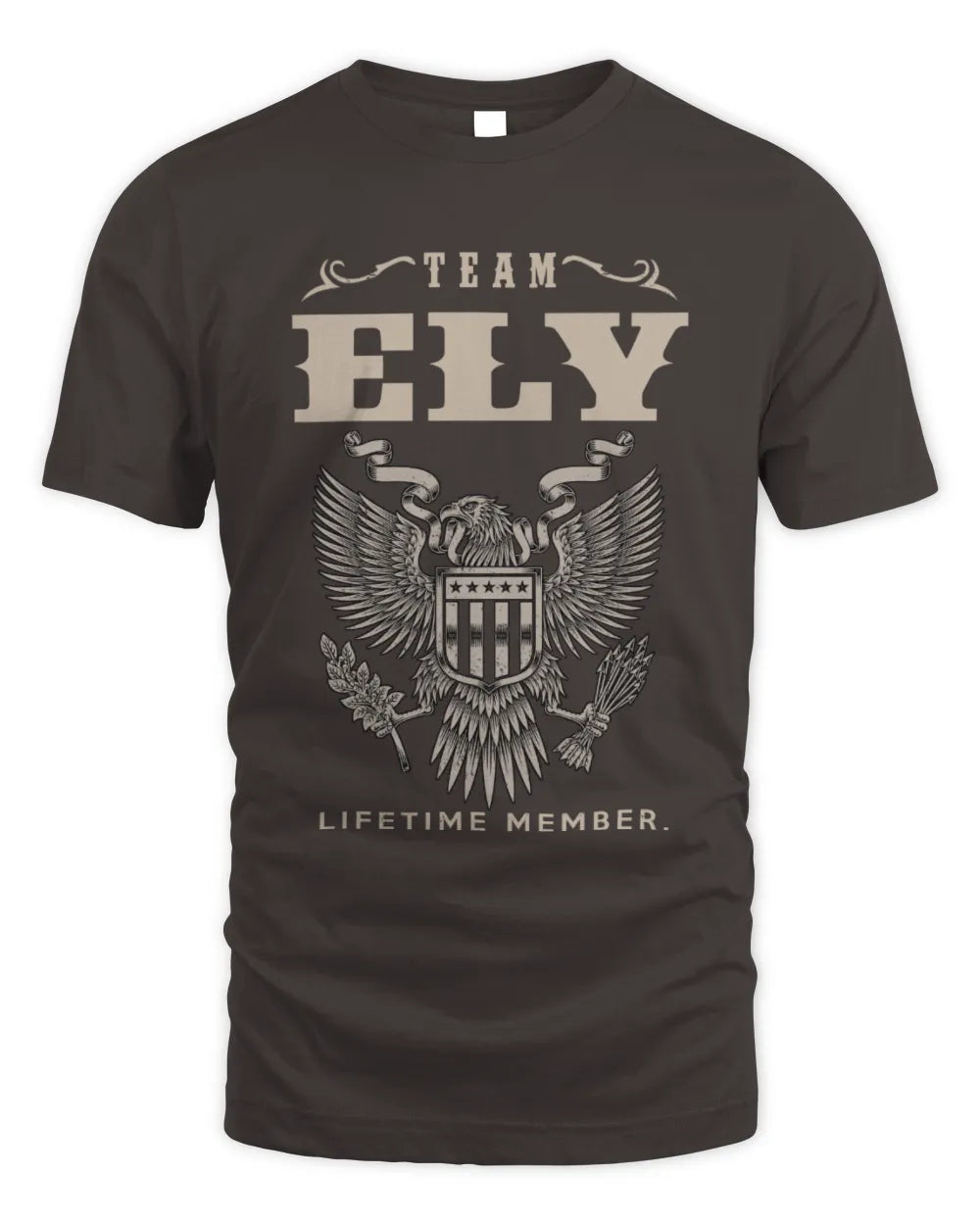 ELY TP06-K82 – Personalized Classic Style Apparel “Team NAME Lifetime Member” - Unisex Standard T-Shirt - Dark Chocolate