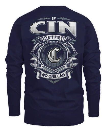CIN AP81-K4-626 - Personalized Ahmed Quote Apparel “If Ahmed Can't Fix It, No One Can” - Men's Long Sleeved T-Shirt - Navy