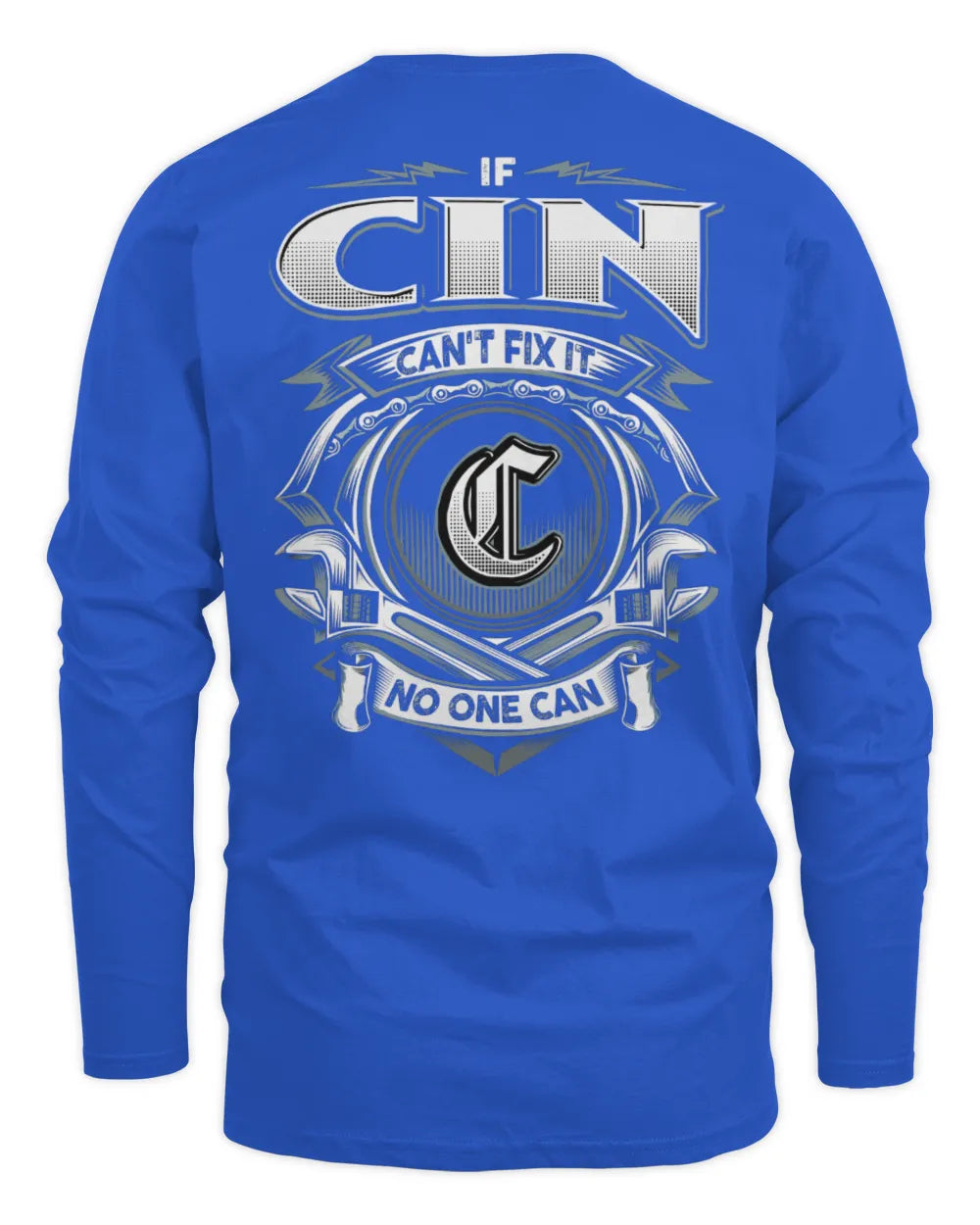 CIN AP81-K4-626 - Personalized Ahmed Quote Apparel “If Ahmed Can't Fix It, No One Can” - Men's Long Sleeved T-Shirt - Royal