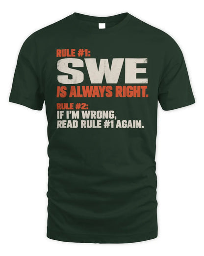 SWE NP1-H006 
Always Right Personalized Name T-Shirt – Funny Custom Name Shirt - Unisex Standard T-Shirt - Forest Green