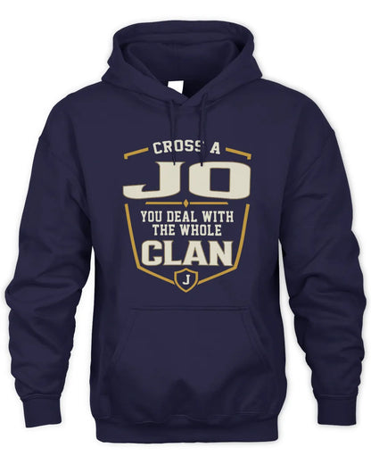 JO NT1-K008 Cross A/An NAME, You Deal With the Whole Clan | Personalized Vintage T-Shirt - Unisex Hoodie - Navy