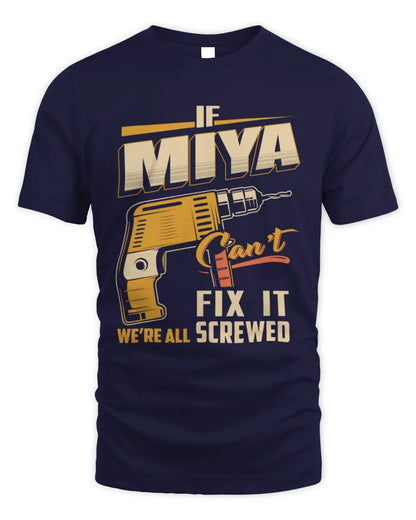 MIYA TP22-K4-228 - Personalized Handyman T-Shirt “If AARON Can’t Fix It, We’re All Screwed” - Unisex Standard T-Shirt - Navy
