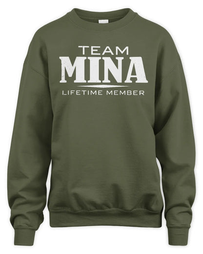 MINA BL62-K4-128 - Personalized “Team NAME Lifetime Member” - Unisex Sweatshirt - Military Green