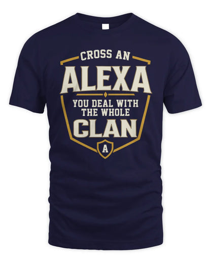ALEXA NT1-K008 Cross A/An NAME, You Deal With the Whole Clan | Personalized Vintage T-Shirt - Unisex Standard T-Shirt - Navy