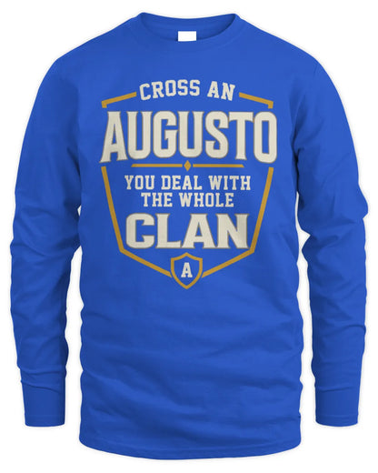 AUGUSTO NT1-K008 Cross A/An NAME, You Deal With the Whole Clan | Personalized Vintage T-Shirt - Men's Long Sleeved T-Shirt - Royal