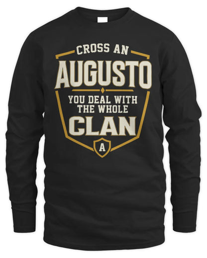 AUGUSTO NT1-K008 Cross A/An NAME, You Deal With the Whole Clan | Personalized Vintage T-Shirt - Men's Long Sleeved T-Shirt - Black