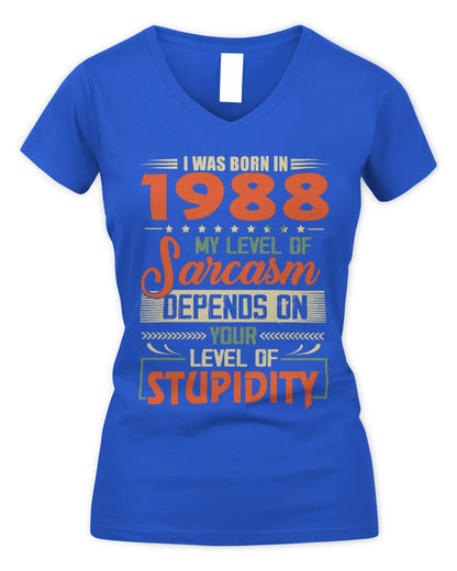 1988 HH89-K2 – Vintage Born to Be Sarcastic T-Shirt - Women's V-Neck T-Shirt - Royal