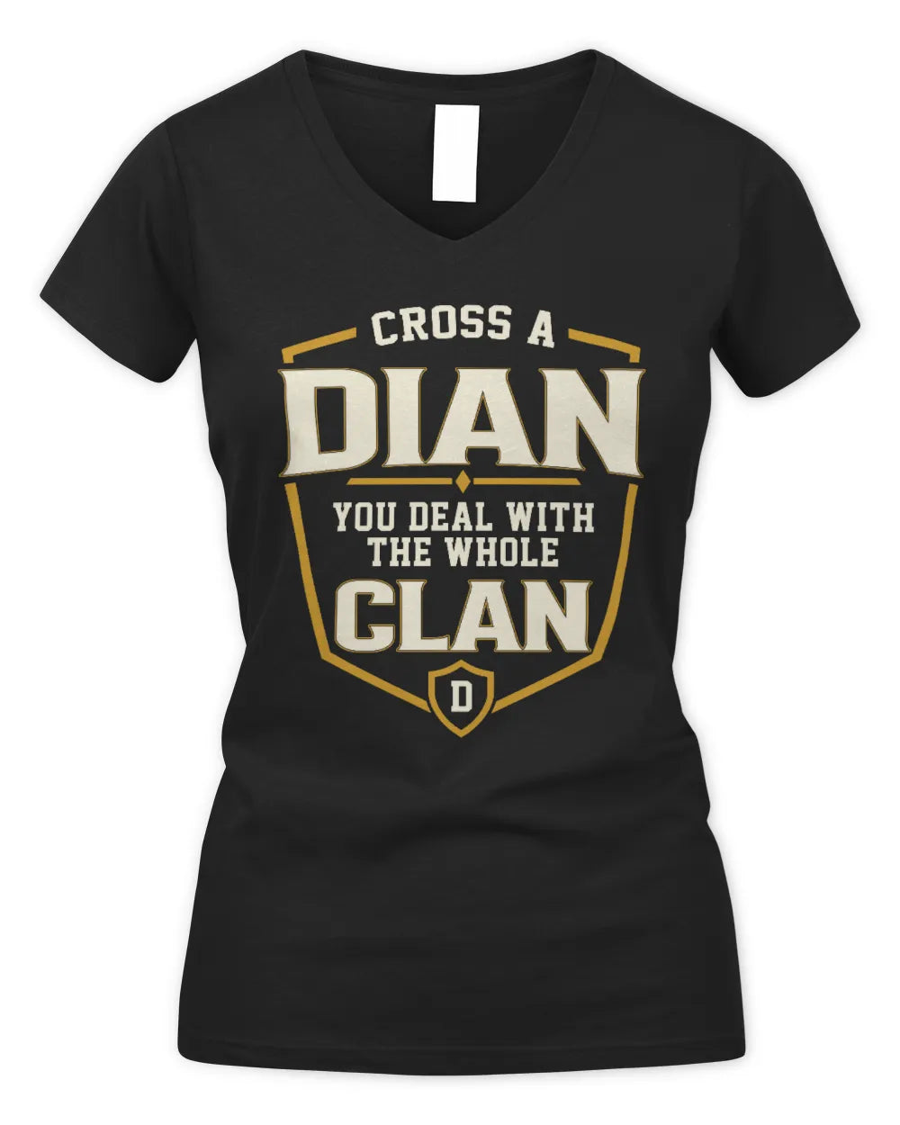 DIAN NT1-K008 Cross A/An NAME, You Deal With the Whole Clan | Personalized Vintage T-Shirt - Women's V-Neck T-Shirt - Black
