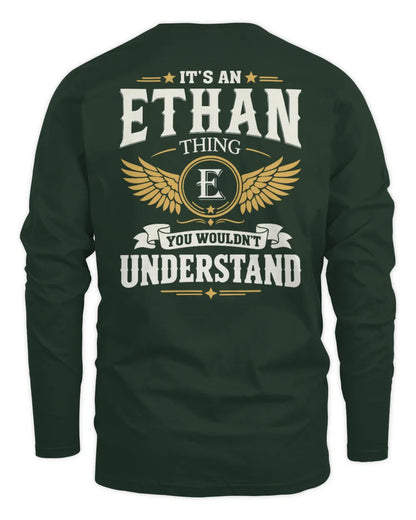 ETHAN KT06-M008 It’s a [NAME] Thing – You Wouldn’t Understand | Personalized Vintage T-Shirt - Men's Long Sleeved T-Shirt - Forest Green