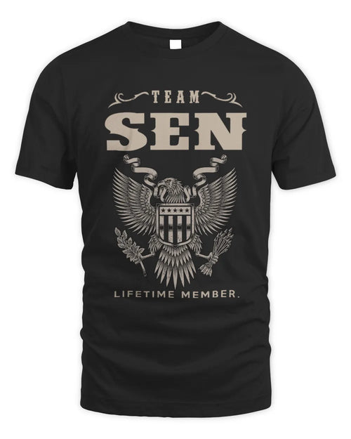 SEN TP06-K82 – Personalized Classic Style Apparel “Team NAME Lifetime Member” - Unisex Standard T-Shirt - Black