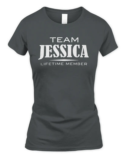 JESSICA BL62-K4-128 - Personalized “Team NAME Lifetime Member” - Women's Standard T-Shirt - Charcoal