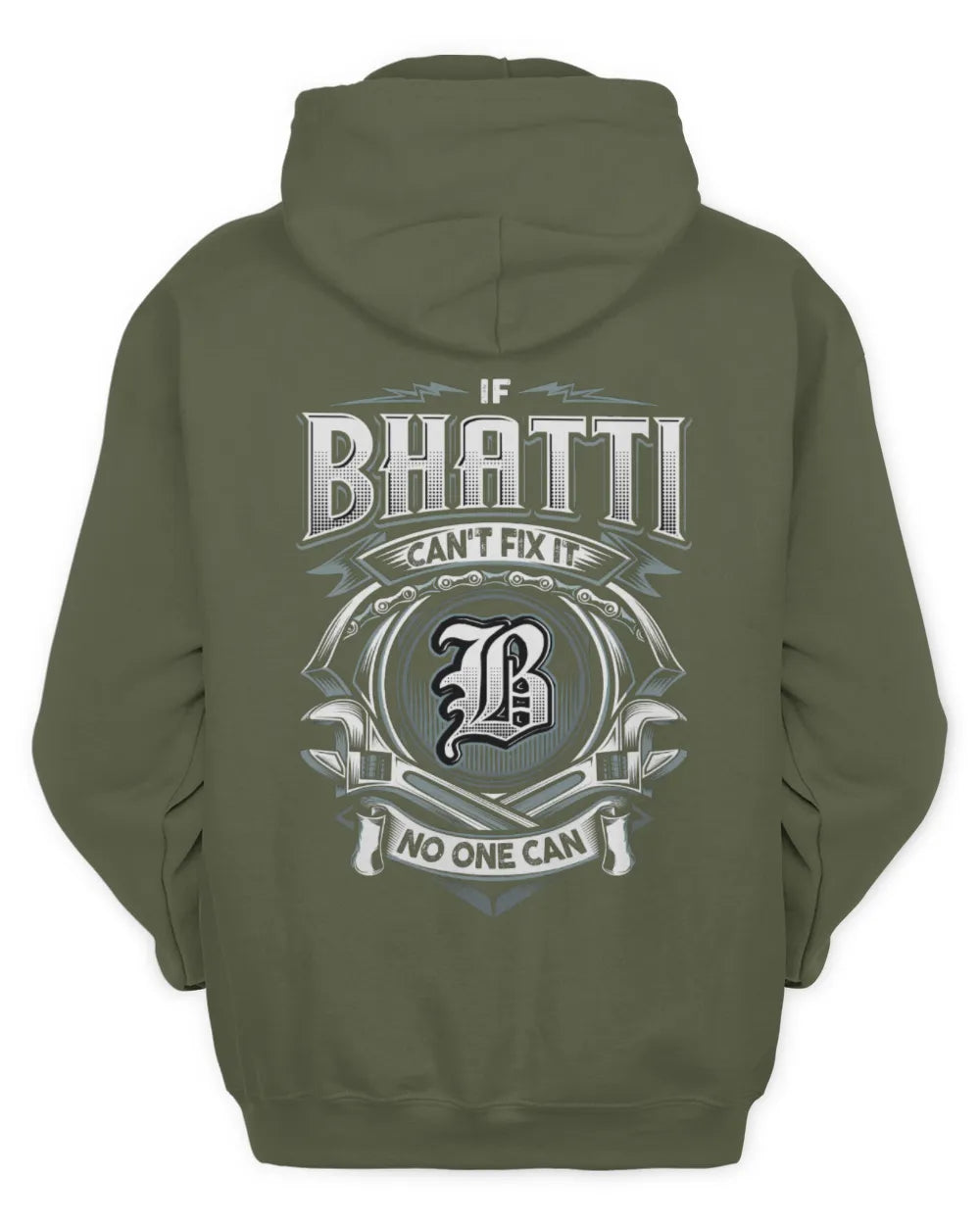 BHATTI AP81-K4-626 - Personalized Ahmed Quote Apparel “If Ahmed Can't Fix It, No One Can” - Unisex Hoodie - Military Green