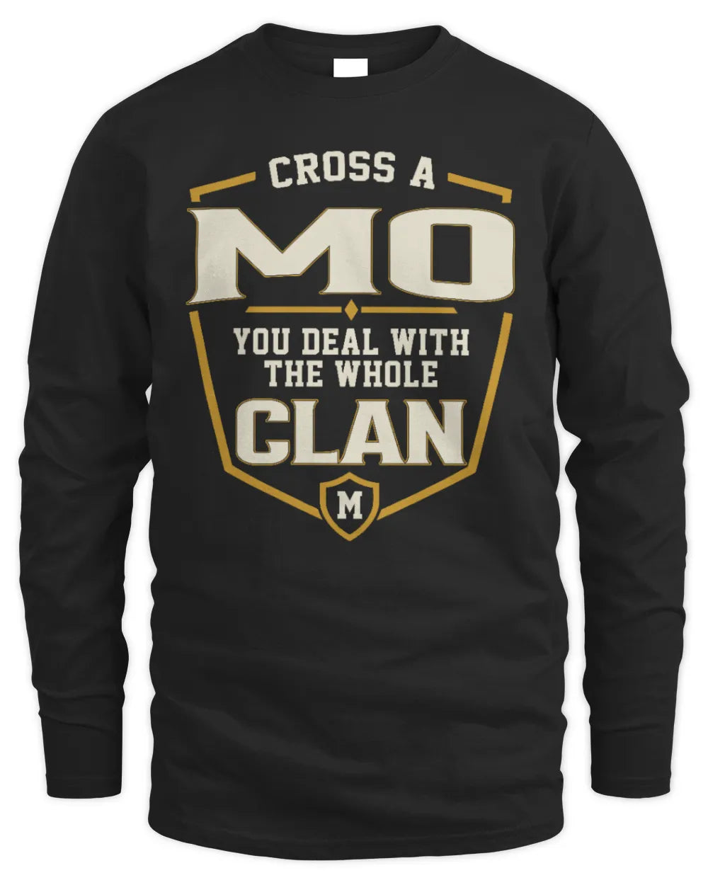 MO NT1-K008 Cross A/An NAME, You Deal With the Whole Clan | Personalized Vintage T-Shirt - Men's Long Sleeved T-Shirt - Black